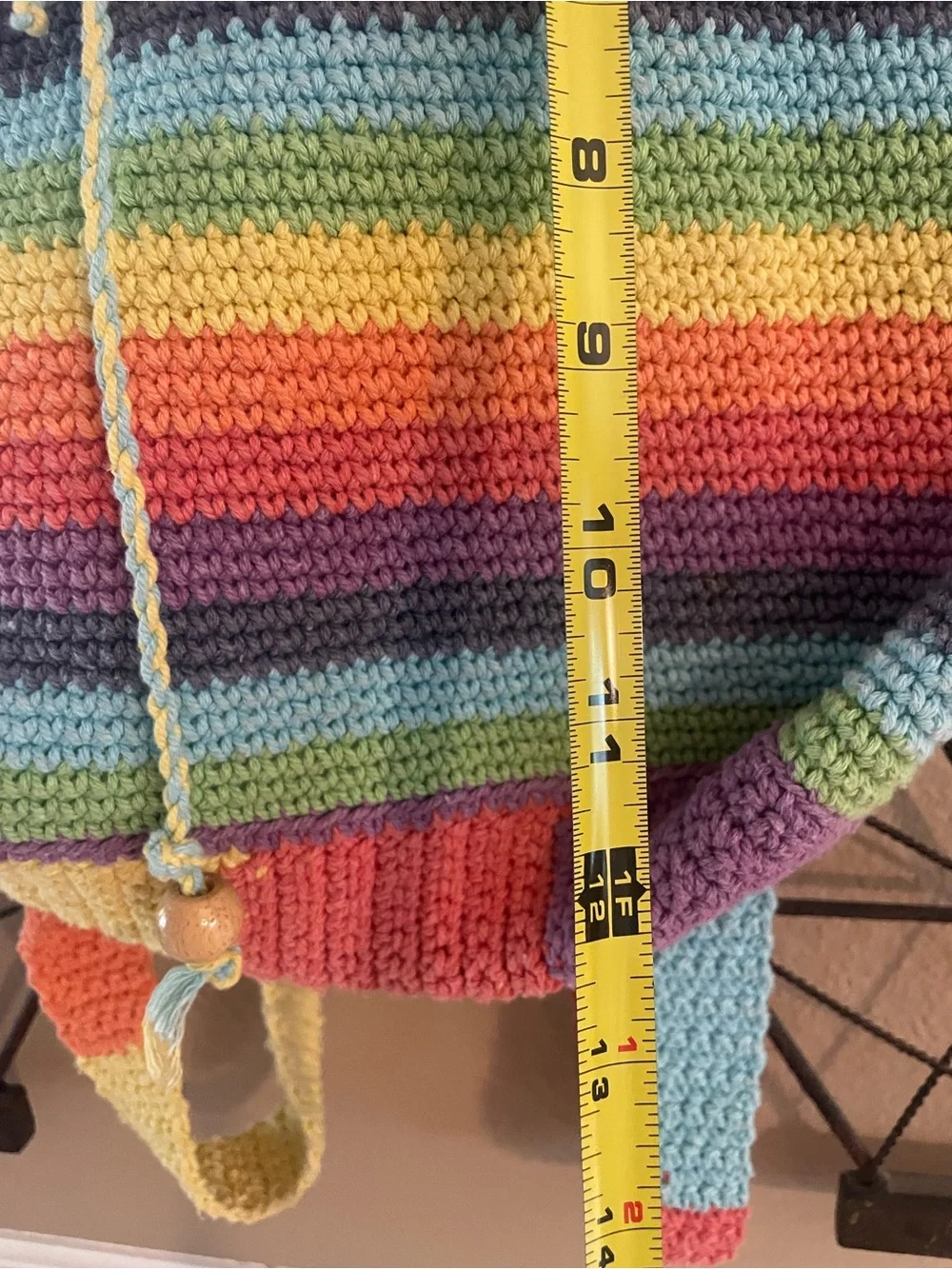 90’s Rainbow Colors Thick Crocheted Backpack